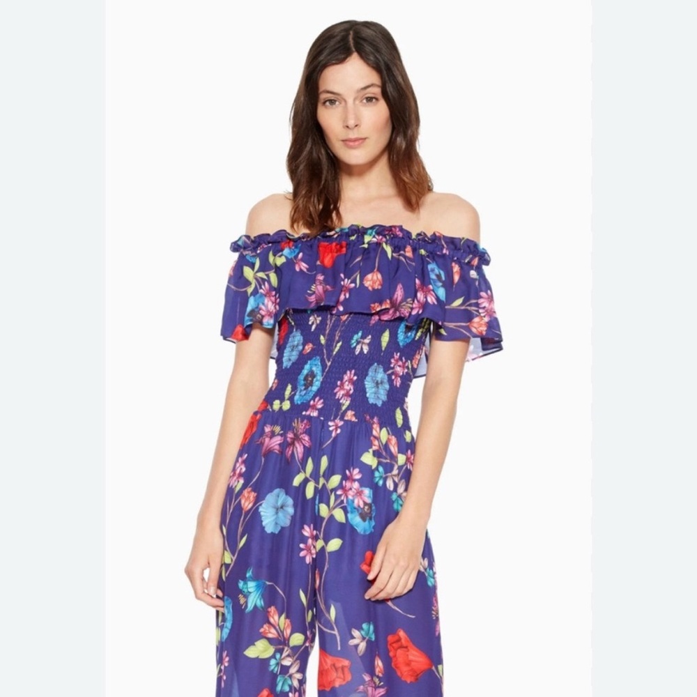 Parker Janice Off the Shoulder Wide Leg Cropped Jumpsuit